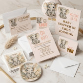 Little Peanut Boho Safari Elephant Boy Baby Shower Kaart