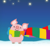 Carte postale de Noël de Little Pig