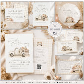 Invitation Petit Patch de Citrouille Camion Gingham Baby Show