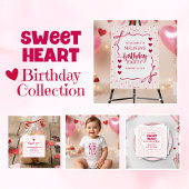Invitation Cute Pink Red Little Sweetheart First Birthday 