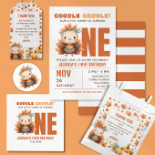 Little Turkey Autumn Thanksgiving 1st Birthday Kaart