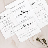 Liefde Hart Modern Zwart-wit Bruiloft Menu Kaart