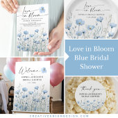 Blue In Bloom Bridal Shower Invitation Card