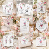 Sticker Rond Love is Brewing Butterfly Bridal Shower Tea Party