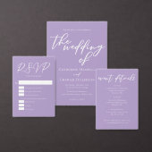 Invitation Jolie Lilac White Script Mariage après-midi (Personnalisez la collection de ce créateur indépendant.)
