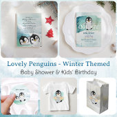 Levendig Baby shower van pinguïn-sneeuwlandschap Kaart