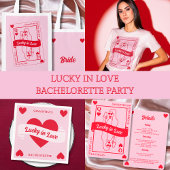 Serviette En Papier Lucky In Love Vegas Chic Rose & Red Bachelorette