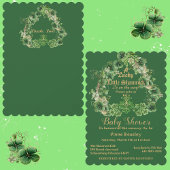 Lucky Little Shamrock Green Gold Leaf Baby shower Informatiekaartje