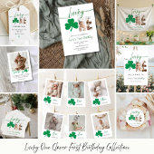 Lucky One First Birthday Photo Clover Invitation
