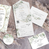 Lush Witte Bloemen QR code Alles in een All In One Uitnodiging