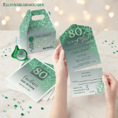 Save The Date Chute de la Parties scintillant verte pour 80e ann