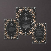 Invitation Mariage de luxe Black Floral Diamonds (Personnalisez la collection de ce créateur indépendant.)