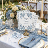 Invitation Dusty Blue Floral Custom Table Number