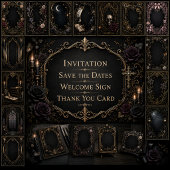 Invitation Mariage Rose Gothique Art Déco Skyline