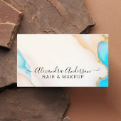 Carte De Visite Script Opal en marbre bleu or de luxe