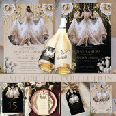 Invitation Tout En Un Quinceañera Luxe Noir Ivoire Or rsvp