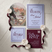 Invitation Luxury Periwinkle and Plum Formal Wedding 