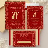 Panneau de code QR de mariage Luxe Rouge et Or Ant