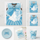 Invitation d'anniversaire de fille magique bleue [