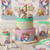 Invitation d'anniversaire licorne arc-en-ciel pail