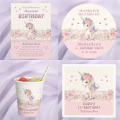 Serviette En Papier Cute Blush Rose Girl Unicorn 1er anniversaire