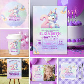 Serviette En Papier Unicorn Rainbow 2nd Birthday Party for Girls
