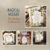 Poster Fête d'anniversaire de sorcière magicien à l'aquar