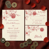 Carte de menu Mariage chinois Magnolia