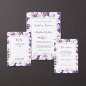 Magnolia Violet Floral Mariage Invitations (Personnalisez la collection de ce créateur indépendant.)