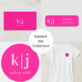 Carte De Visite Hot Pink Monogram Makeup Artist