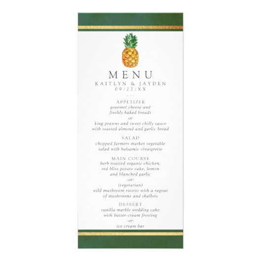 Collection Mariage d'ananas tropicaux - Menu (Devant)