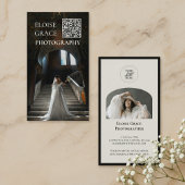 Carte De Visite Script éditorial Qr Code et photo professionnel