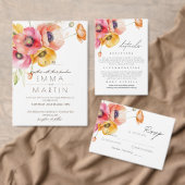 Elegant Poppies Floral QR Code Wedding RSVP Informatiekaartje (Personaliseer de collectie van deze zelfstandige maker.)