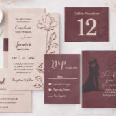 Save The Date Élégant floral bordeaux