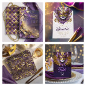 Numéro De Table Masquerade Masque Masque Motif Purple Gold ID1031