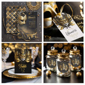 Sachets En Papier Masquerade Motif Sweet 16 Black Gold ID1032
