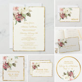 Mauve Florals Luxe Gold Edge Numéro de table