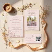 Fleurs de prairie Menu Mariage Rose