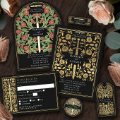 Silver Black Medieval Sword Wedding RSVP