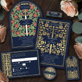 Silver Blue Medieval Sword Wedding RSVP