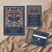 Gold Blue Medieval Sword Wedding RSVP (Personnalisez la collection de ce créateur indépendant. )