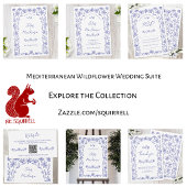 Invitation Mediterranean Blue Wildflower QR Code Wedding