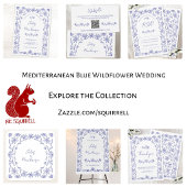 Invitation Code QR de mariage Fleur sauvage bleue méditerrané