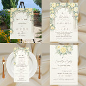 Invitation En Aluminium Monogramme Crème Jaune Arc Floral Mariage