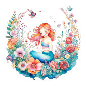 Badge Rond 5 Cm Mermaid Fille à thème Anniversaire