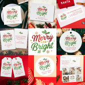 Vrolijk en helder Modern Kerstmis Trendy Feestelij Wijn Etiket