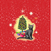 Étiquette Joyeux chat de Noël