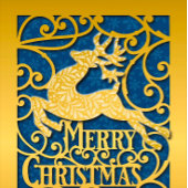 Sticker Carré Joyeux Noël Reindeer Silhouettes Snowflake