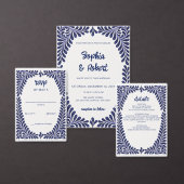 Cartons Réponse Mariage de la marine mexicaine Blue Talavera (Personnalisez la collection de ce créateur indépendant.)
