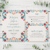 Invitation Fête mexicaine Élégant Mariage floral coloré (Personnalisez la collection de ce créateur indépendant.)
